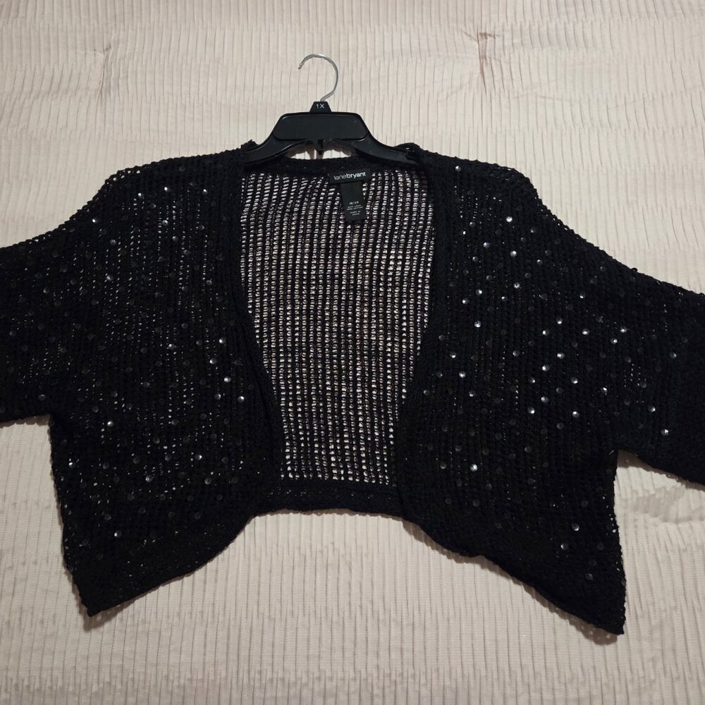 LANE BRYANT BLACK SHRUG